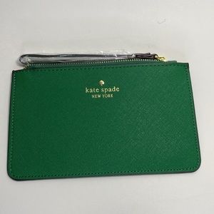 Kate Spade New York Slim wristlet in gold green NWT